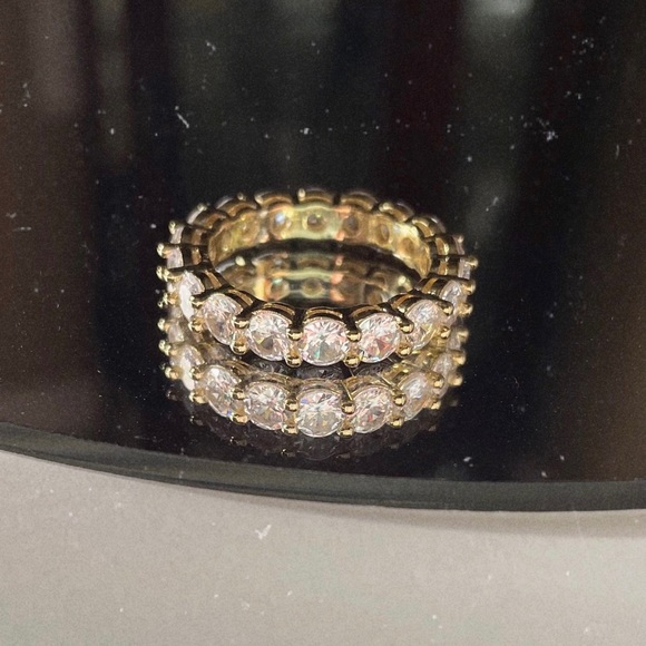 Waterproof Tarnish Proof Gold Diamond Ring - Picture 7 of 8